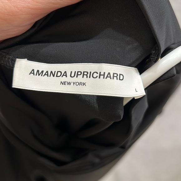𝅺AMANDA UPRICHARD Black Elvin long sleeve bodysuit mock turtleneck gold snaps S - Picture 3 of 8